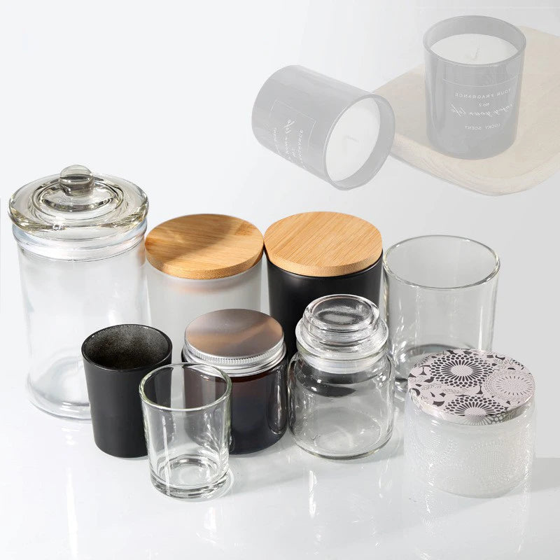 C-0355 Aromatherapy candle jar DIY empty jar hand-made material glass container accessories frosted with Cover Black Tan