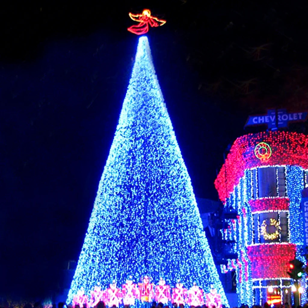2026 Outdoor Artificial  Fashionable Large 3D Metal Frame LED Motif Giant Christmas Cone Tree Lights for Xmas Holiday Decor