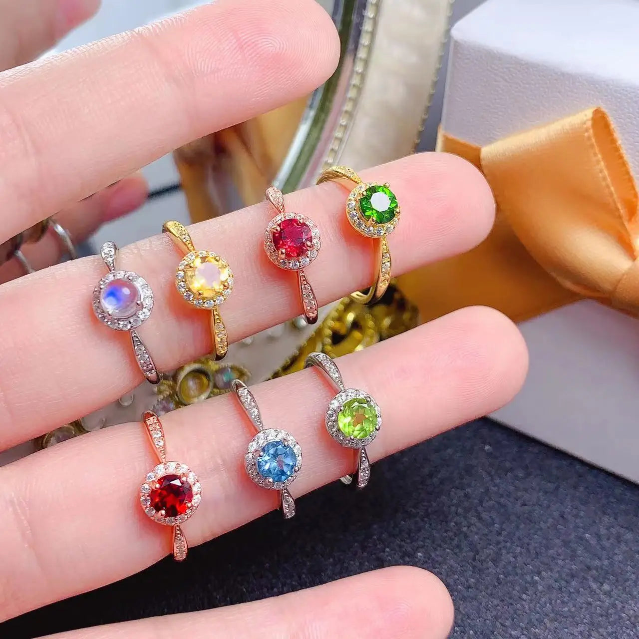 Factory Supply Women's Fine Jewelry Rings 925 Sterling Silver with Natural Gemstone Classic Style Oval Cut Diamond Shape