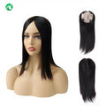 16 Inches Virgin Chinese Remy Human Hair Women Silk Base Closure Topper Hair Piece with 100% Density and Straight Style