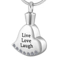 Ash Urns Live Love Laugh Crystal Heart Waterdrop Casket Stainless Steel Cremation Urn Tear Drop Keepsake Memorial Ash Pendant