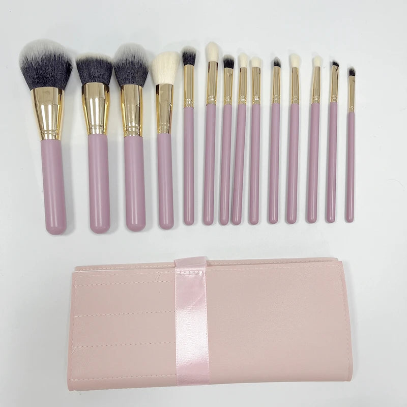 DAHUI Private Label 13 Years Purple Makeup Brush Manufacturer Makeup Cute Face Eye Brush Set Makeup With Bag
