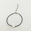 100% Natural Baroque Freshwater Pearl Bracelet 10mm Black Leather Cord Stainless Steel Clasp Fine Chain Link Charm Bracelets