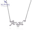 XUPING 43369 Wholesale Angel Alphabet Design Silver Grey Women Elegant Ancient Royal Fashion Stainless Steel Jewelry Necklace