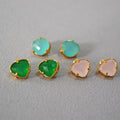 Handmade Fashion Brass with Gold Plated 925 Silver Pin Natural Gem Stone Stud Earring Jewelry Women Earrings