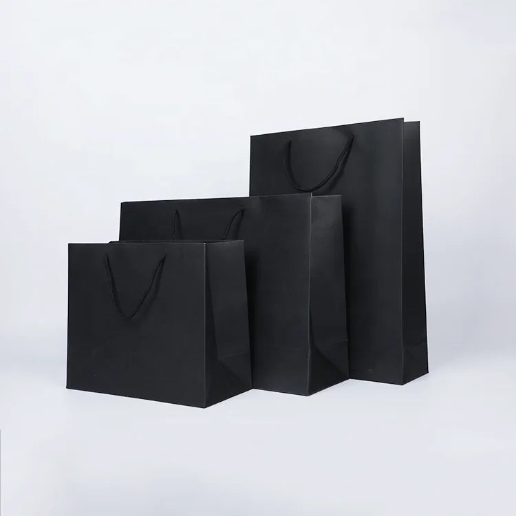 Creative design black clothing packaging personalized custom logo black paper bag
