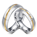 High Polished Love Alliance Wedding Rings Set Micro Zircon Diamond Tungsten Stainless Steel Ring for Couple