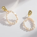 SP 925 Silver Needle Fashion Jewelry Earrings Bridal Elegant Women Hoop 18K Freshwater Pearl Studs Earring Gold