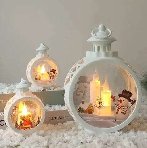 Pafu Christmas Lights Large Lantern Holder With Flameless Led Candle Light Outdoor Indoor Plastic Glass Bronze Christmas Lantern