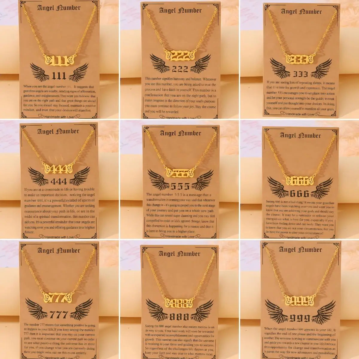 DAIHE Stainless Steel Necklace Jewelry Angel Wing Digital Number Necklace 111-999 Letter l With Butterfly Wing Decoration Choker