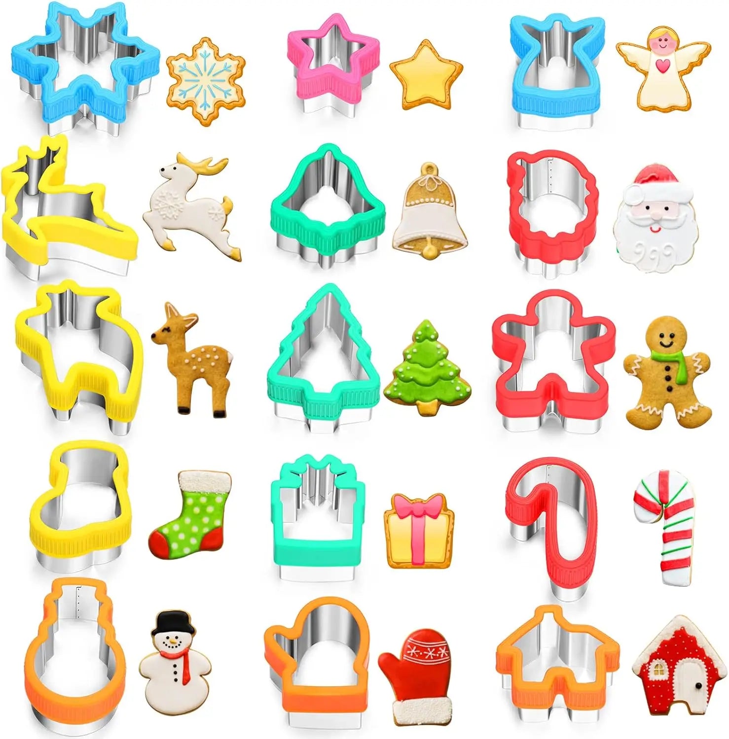 15 PCS Set Kids Sandwich Cutter Baking Bread Cookie Mold Holiday Tree Gingerbread Cookies Cutter for Christmas Decoration
