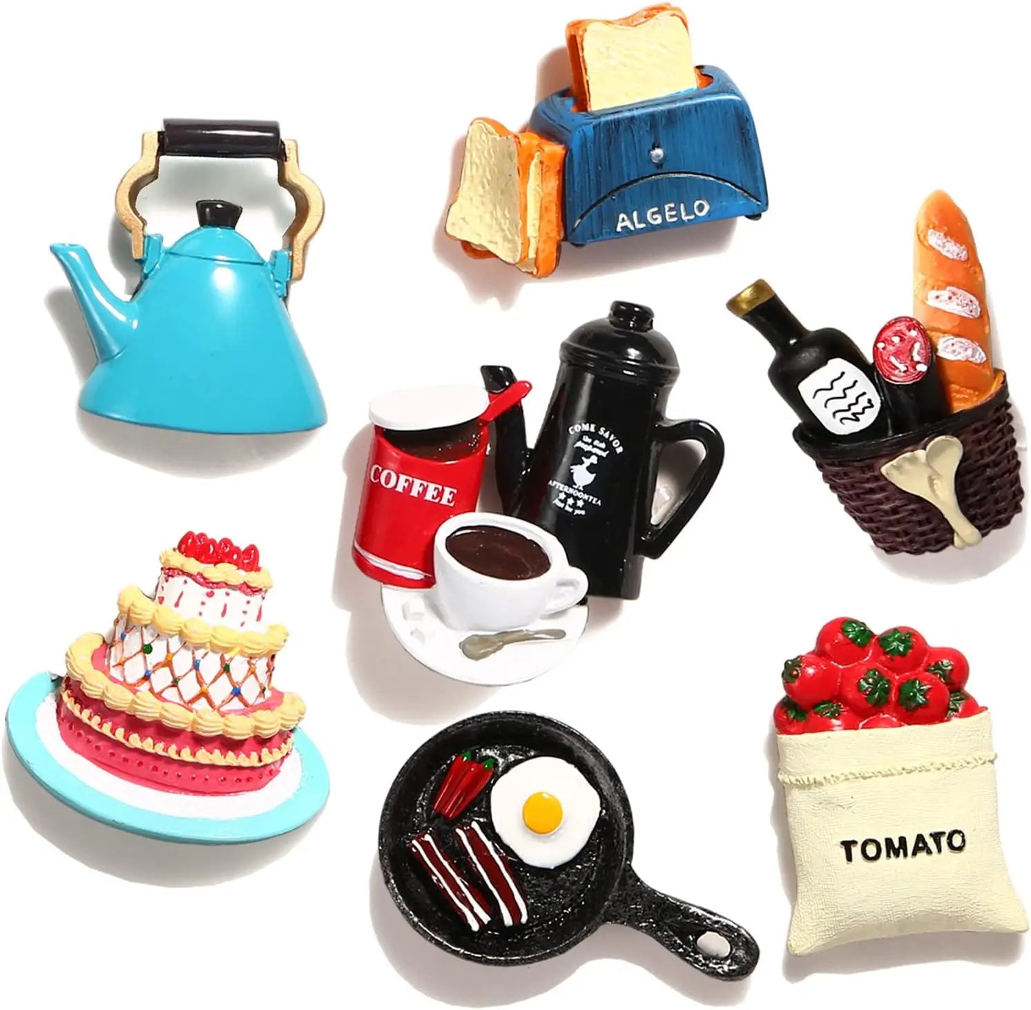 Fun Cute Refrigerator Stickers for Kitchen Decorative Strong Resin Food Fridge Magnets