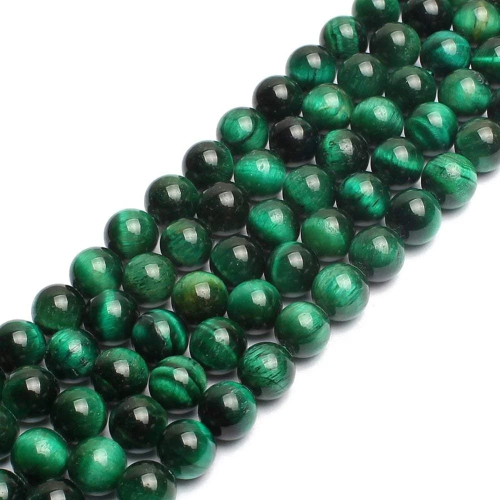 AA Green Tiger Eye Round Energy Stone Healing Power Gemstone Loose Beads (Natural Tiger Eye Color Dyed) MegaBDM
