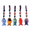 38mm Crystal Small Fish Keychain Creative Woven Rope Natural Crystal Agate Semi-Precious Stone Fish Keychain for Bag Key Hanging