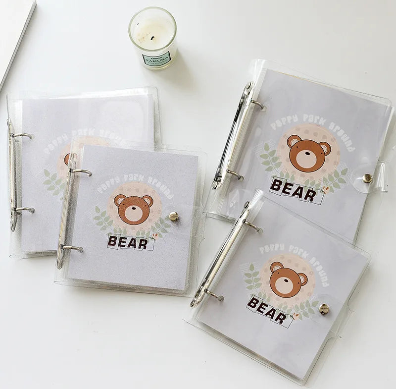 Portable Clear PVC Album with Glitter 2-Ring Loose Leaf Binder 3\" 4\" 5\" 6\" Photo Holder