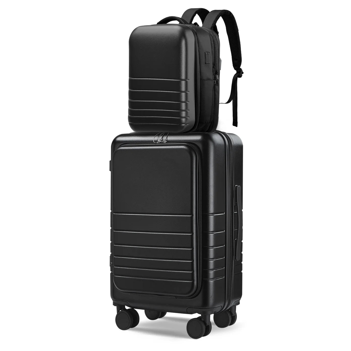 SOKOK Front Open Pocket Hard Shell Luggages Sets with Trolley Case and Backpack Multifunction Travel Bags Luggage Suitcase