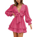 Waist Dresses Deep V Neck Knot Long Sleeve Casual Dresses Best Selling Dresses