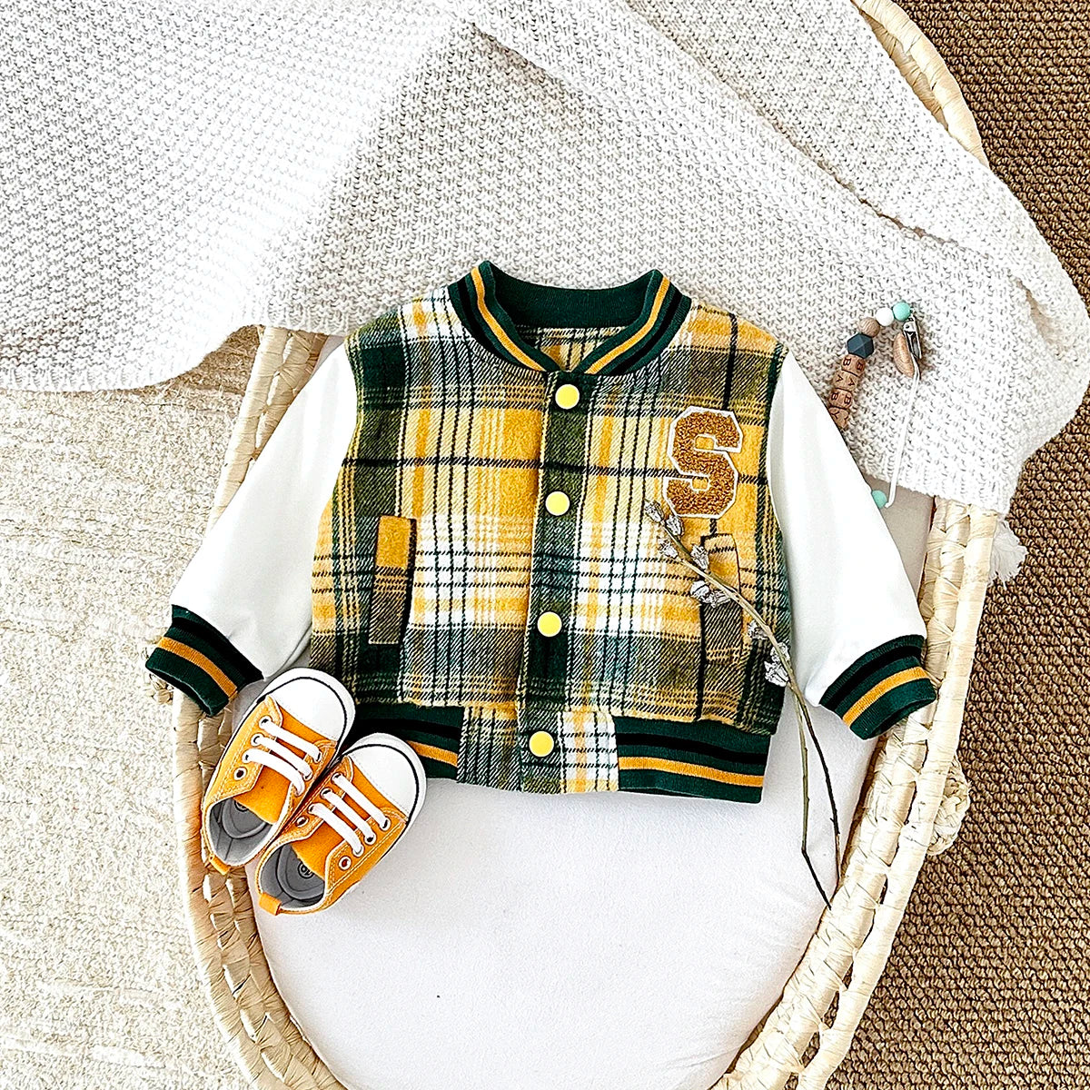 Child Baby Winter Intensification Cell Baseball Uniform Coat Autumn Baby Boy Preppy Jacket