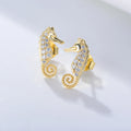 Wholesale High Quality Sterling Silver 925 Clear CZ Stud Hippocampus Earring