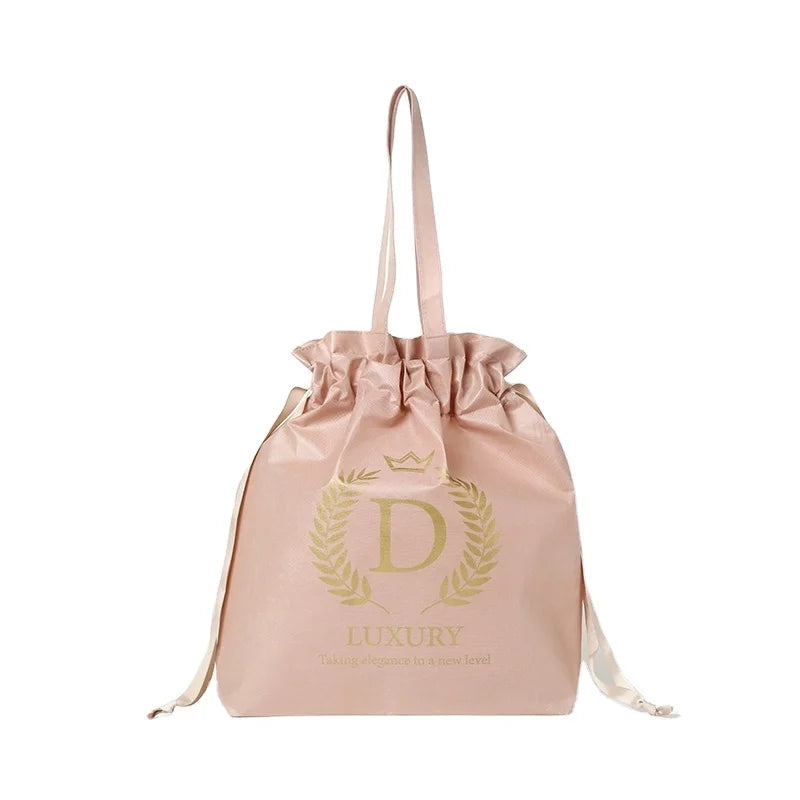 Wholesale Customised Logo Recycled Non Woven Drawstring Candy Carry Shopping Bag