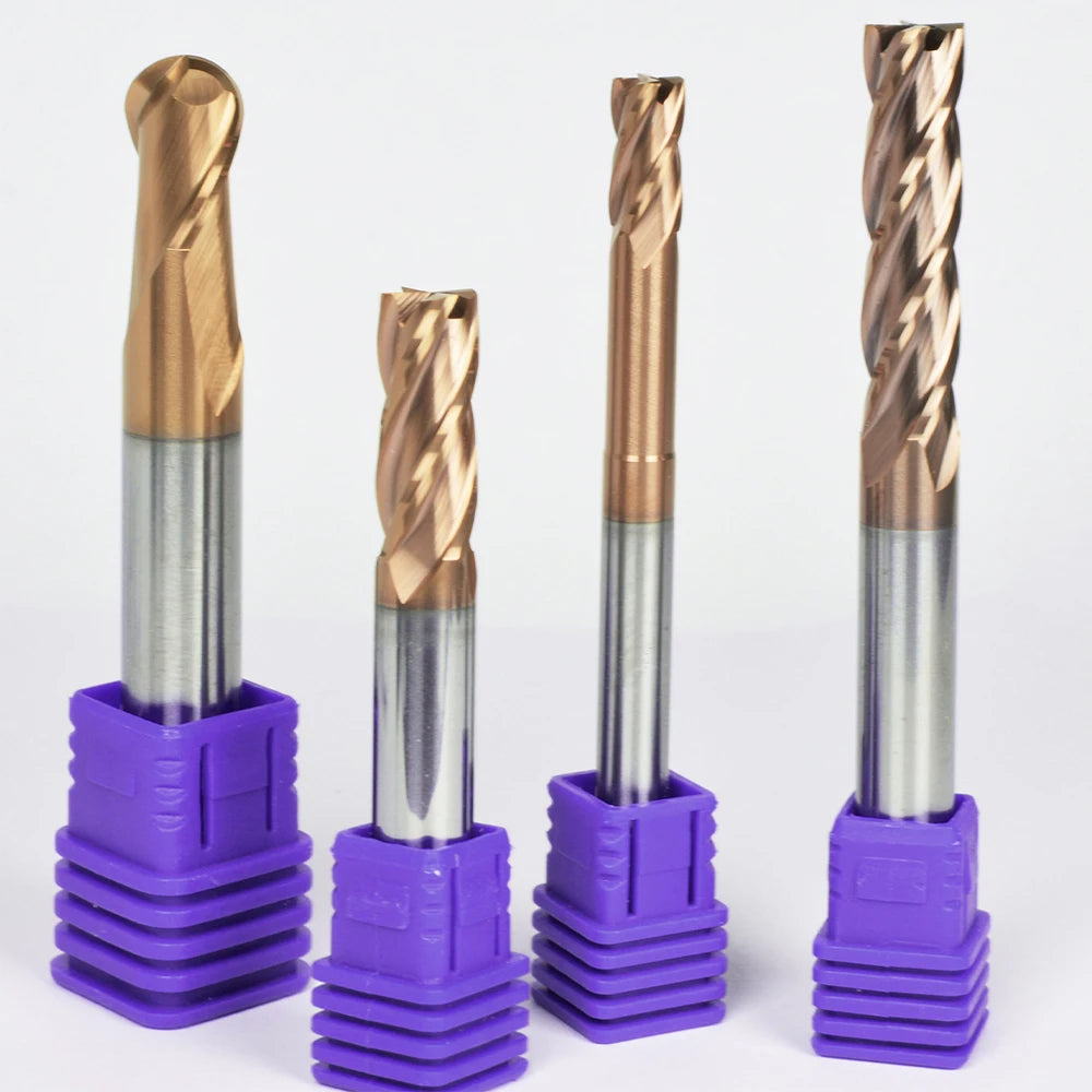 Hongjiang H-E 2/3/4/6 Flute Flat/Corner/Ball Nose Milling Cutters CNC End Mill Carbide Router Bits OEM/ODM 45 Degree Helix