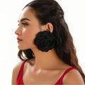 Large Fluffy Fabric Flowers Stud Earrings for Women Trendy Lady Exaggerated Big Earring Accessories Fashion Jewelry Female Gifts