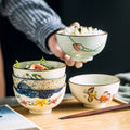 4.5 Inch Ceramic Household Rice Bowl Japanese Retro Restaurant Home Tableware Eating Soup Bowl Matcha Dessert Bowls