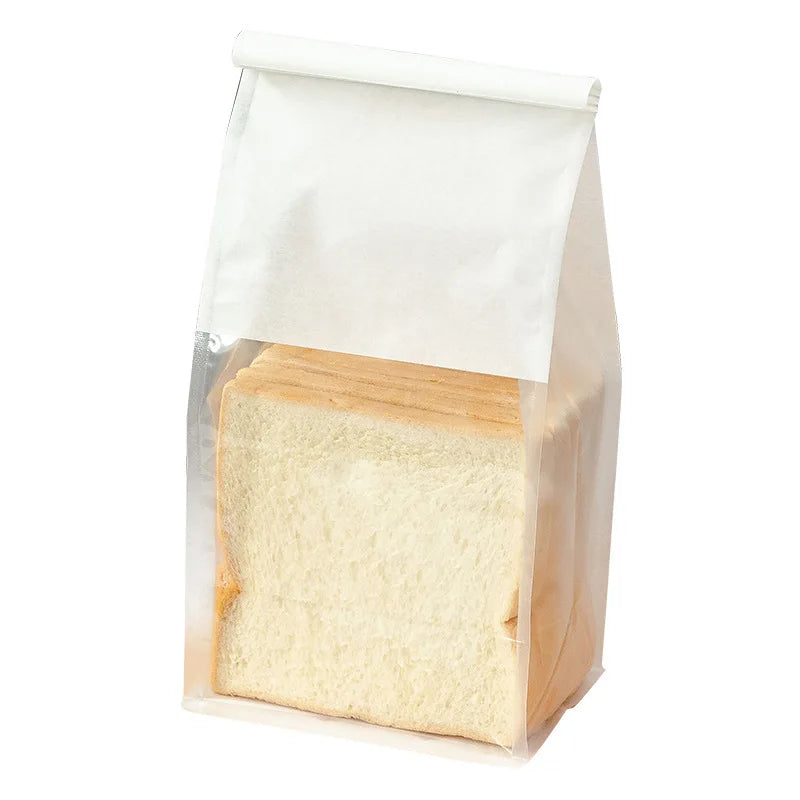 Window Bread Pack Paper Loaf Bakery Bag Transparent Customized Logo Kraft Toast White Food Gravure Printing Disposable 9 Colors