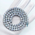 Unisex 8mm Micro Pave Diamond S925 Material Bead Iced Chain Sterling Silver Neck Chain Party Micro Pave Diamond Jewelry Women