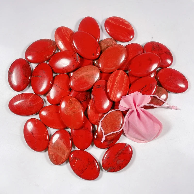 Hongzhuo Wholesale Natural Crystal Polished Red Jasper Massage Stone Crystal Healing Stone for Decoration