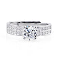 Certified 1ct Brilliant Round Cut Moissanite 925 Sterling Silver Ring 18K White Gold Plated Jewelry