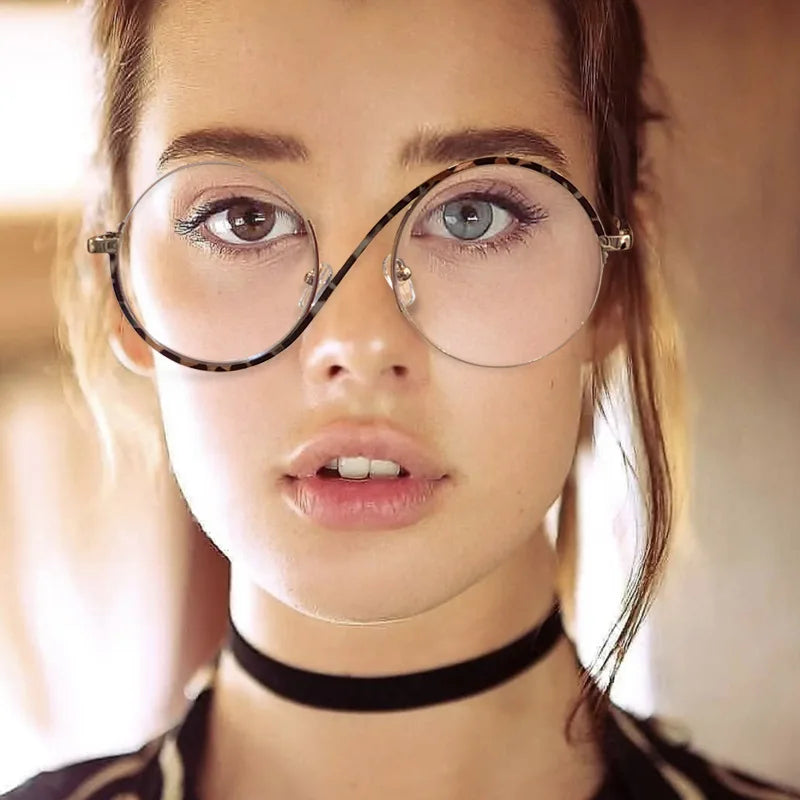 Office Anti Blue Light Oversized Glasses Computer Women Blue Blocking Gaming Big Size Eyeglasses Frame Moon Round Glasses