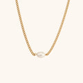 Baroque Pearl Jewelry 18k Gold Plated Necklace Dainty Water-Proof Stainless Steel Chain Cute Geometric Jewellery & Accessories