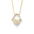 Classic Fashion 925 Sterling Silver 14k Gold Plated Micro Pave Zircon Turkish Hamsa Hand Pendant Necklace