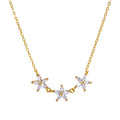 Fashion Jewelry 925 Sterling Silver Flower Necklace Simple Three Flowers Five Petals Zircon Pendant Gold Plated Necklaces Women
