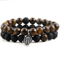 2 Pc Set Amazonite Natural Stone Bracelet Sets Stretch Gemstone Tibetan Buddhism Mala Strand Elastic Yoga Stack Bracelet Set
