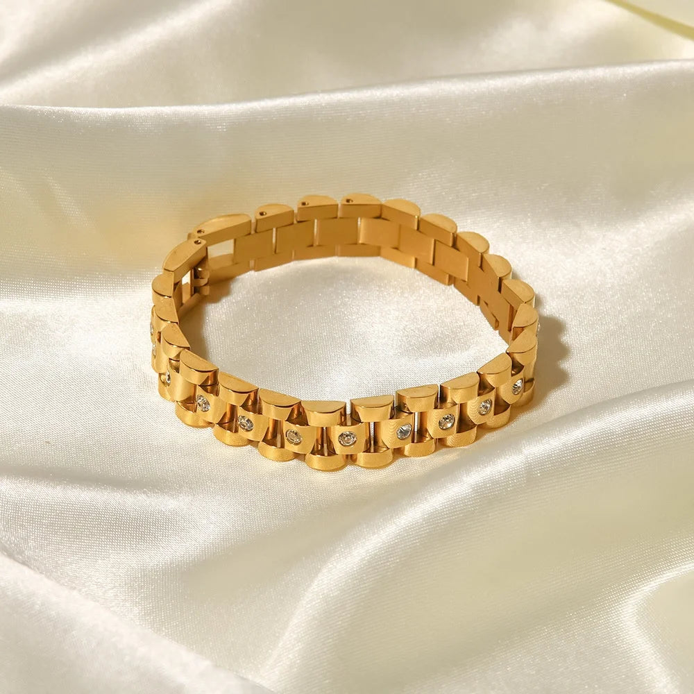 Wholesale New Arrival Elegant Bracelet 18K Gold Plated PVD Stainless Steel Chain Bangle Bracelets for Women and Girls