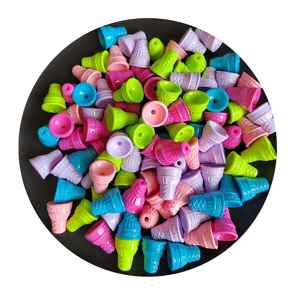 Assorted Candy Color Mini Realistic Artificial Ice Cream Cone Beads for Pen Decoration Jewelry Making Findings Supplier