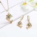 Wholesale 2023 Trend  Dubai 18k Laminated Gold Plated Wedding Dolphin Shape Crystal Zircon Fashion Jewelry Jewelry Set for Women