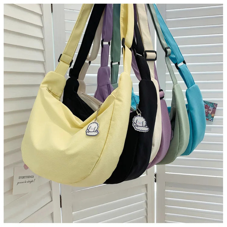 Student Large Capacity Simple Casual One Shoulder Crossbody Bag Fashion Nylon Tote Bag Purchasing and Wholesale