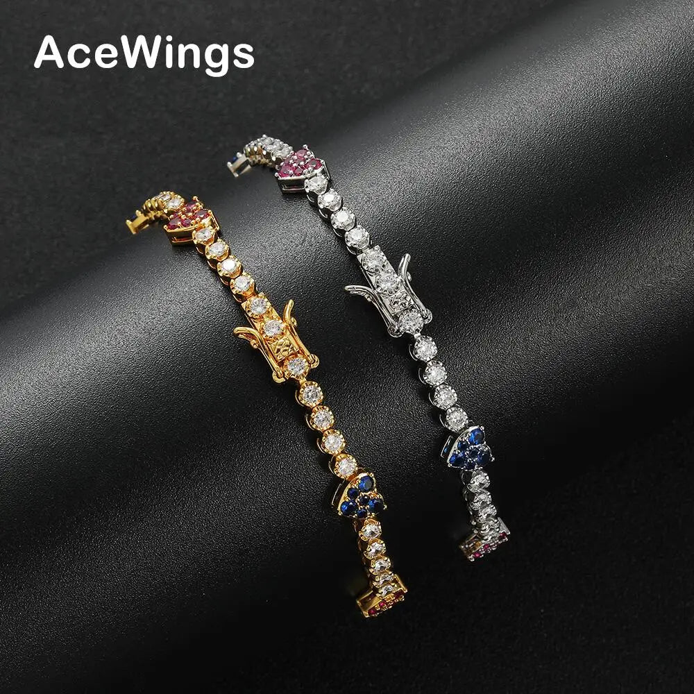 BB252 Bling Bling Women Bracelets Brass Colorful Cubic Zircon Tennis Chain Bracelet for Gift
