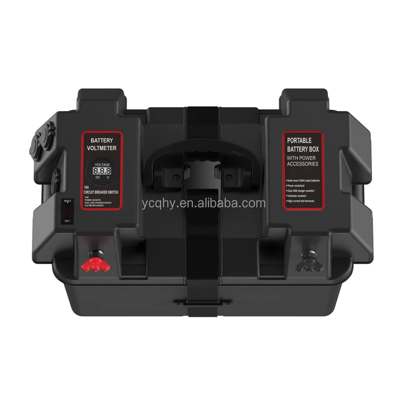 Outdoor Camping Adventure Caravan RV 12V Waterproof Battery Box with Voltmeter Plastic Battery Boxes & Racks