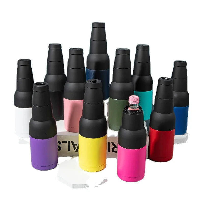 Mikenda Can Cooler 12oz Stainless Steel Water Bottles Colorful With Screw Lids Keeping Cold and Hot with 2 Lid