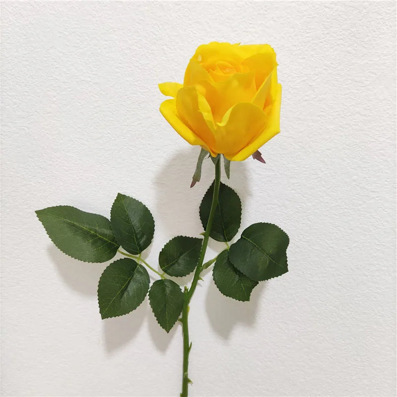 New Design Handmade Artificial Real Touch Silk Single Rose Flower 65cm Home Decoration for Mother's Day Easter Christmas