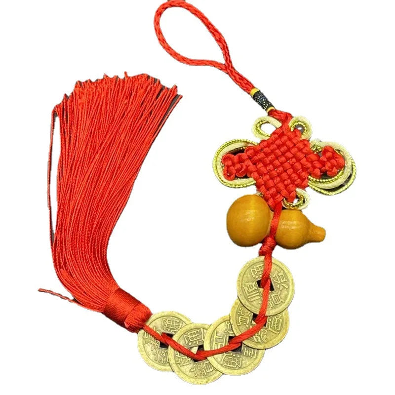 AA00669 Chinese Knot Fengshui Lucky Charms Ancient I CHING Copper Coins Good Fortune Home Car Decor