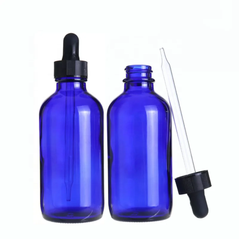 Customized Empty Glass Dropper Bottles with Non-Spill Design for Industrial Cosmetic Packaging Blue Black Glass Dropper Options