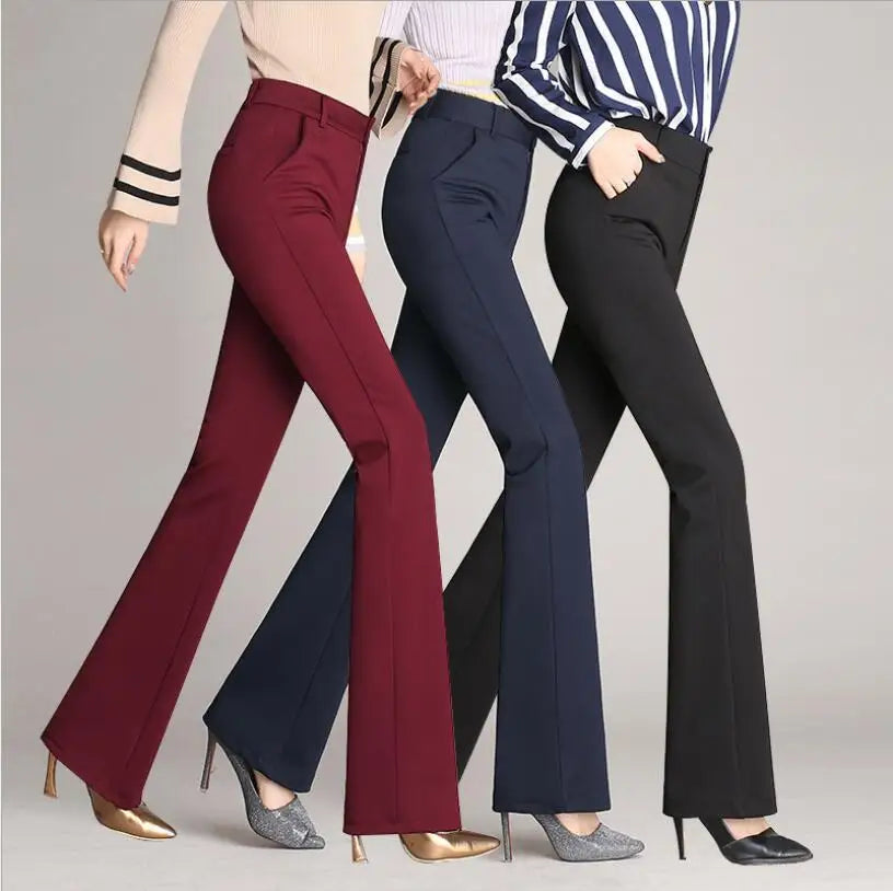 Fashion Women Pants Trousers Stretch High Waist Flare Plus Size Xs-4xl Black Navy Office Lady Pants Casual Pants Femme