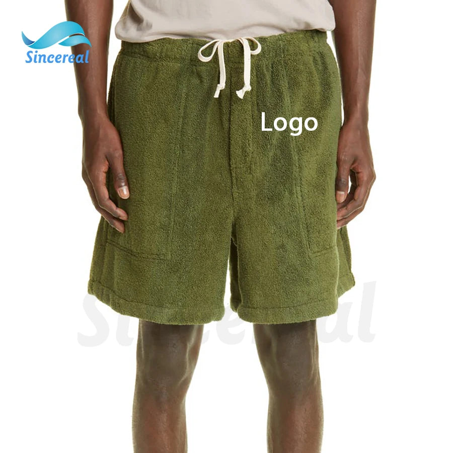 Custom 100% Organic  Terry Towelling Sports Terry Sweat Shorts Loose Pure Color Jogging Casual Men's Shorts