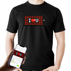 LED Flashing Light up T Shirt App Programmable RGB Screen Glow Shirts Unisex Black T Shirts for Boys Girls Birthday Christmas