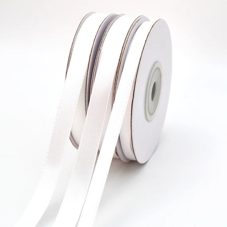 Wholesale 100% Polyester Single Face Satin Ribbon White and Black Colors in 10 mm and 15 mm Widths for Decorations